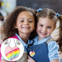 Couple Heart Or Cat Bff Best Friend For Girls Puzzle Friendship Pendant Colares, aço inoxidável 316L, 4-prata