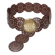 Couro de disco oco largo Western Belt JASGOOD para mulheres