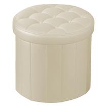 Couro otomano dobrável para armazenamento, redondo, 36x36x33cm, couro bege Couro otomano dobrável para armazenamento, redondo, 36x36x33cm, couro bege