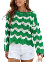 Cover Up Top CUPSHE de crochê listrado verde para mulheres Cover Up Top CUPSHE de crochê listrado verde para mulheres