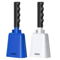 Cow Bell LEKATO de aço de 8 polegadas com alça, pacote com 2 unidades, azul e branco Cow Bell LEKATO de aço de 8 polegadas com alça, pacote com 2 unidades, azul e branco
