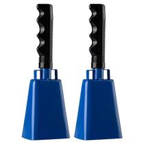 Cowbell Javik Steel com alça de 20 cm Noise Maker Blue, pacote com 2