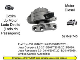 Coxim do Motor Lado Direito (Passageiro) para Fiat Toro, Jeep Renegade, Compass