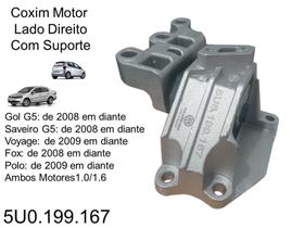 Coxim Motor Lado Direito (Lado do Passageiro) para Volkswagen Gol, Saveiro, Voyage, Fox, Polo