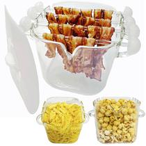 Cozedor de Bacon de Vidro para Micro-ondas HMZXSY com Tampa de Silicone 100oz Cozedor de Bacon de Vidro para Micro-ondas HMZXSY com Tampa de Silicone 100oz