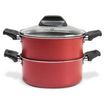 Cozi Vapor com Tampa 16 cm - 1,45 Litros Brinox Vermelha Cozi Vapor com Tampa 16 cm - 1,45 Litros Brinox Vermelha