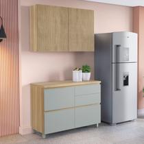 Cozinha 2 Peças 3 Portas 4 Gavetas Armário Aéreo 100% Mdf 120 Cm Rainha
