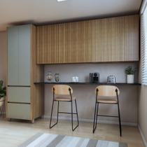 Cozinha 3 Peças 270cm com Paneleiro 2 Portas 2 Gavetas e 2 Armário Aéreo 2 Portas Geladeira Rainha