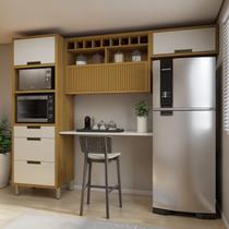 Cozinha 3 Peças Imperatriz Paneleiro Torre 2 Portas 3 Gavetas, Armário Aéreo 1 Porta e Armário Aéreo Geladeira Marrom/Freijó/Off White Cozinha 3 Peças Imperatriz Paneleiro Torre 2 Portas 3 Gavetas, Armário Aéreo 1 Porta e Armário Aéreo Geladeira Marrom/Freijó/Off White