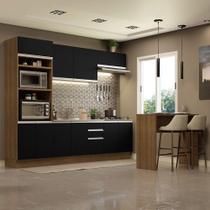 Cozinha 315002 Com Armário, Balcão E Bancada Rustic/Preto Cozinha 315002 Com Armário, Balcão E Bancada Rustic/Preto