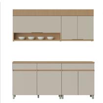 Cozinha 4 Peças 7 Portas 3 Gavetas Realeza Premium 200 cm MDF Nesher Cozinha 4 Peças 7 Portas 3 Gavetas Realeza Premium 200 cm MDF Nesher