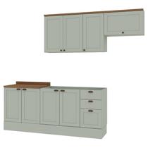 Cozinha 4 Peças com Aéreo para Geladeira e Balcão com Tampo para Cooktop 100% Mdf Cozinha 4 Peças com Aéreo para Geladeira e Balcão com Tampo para Cooktop 100% Mdf