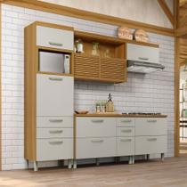 Cozinha 4 Peças Ripado Princesa 100% MDF Marrom/Freijó/Off White Cozinha 4 Peças Ripado Princesa 100% MDF Marrom/Freijó/Off White