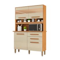 Cozinha 4 Portas 2 Gavetas Sara Frison Com Espelhos Cinamomo/Grafite