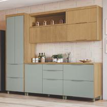 Cozinha 5 Peças 7 Portas 6 Gavetas Marquesa 100% MDF Marrom/Nature/Verde Cozinha 5 Peças 7 Portas 6 Gavetas Marquesa 100% MDF Marrom/Nature/Verde