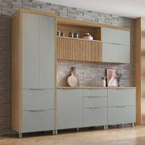 Cozinha 5 Peças 7 Portas 6 Gavetas Ripado Marquesa 100% MDF Marrom/Nature/Verde Cozinha 5 Peças 7 Portas 6 Gavetas Ripado Marquesa 100% MDF Marrom/Nature/Verde