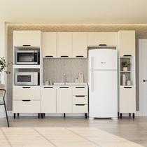 Cozinha 5 Peças Balcão 3 Gavetas 2 Portas Aéreo Paneleiro Torre Quente sem Tampo Meena