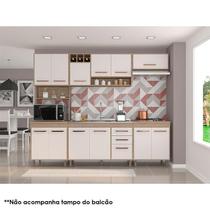 Cozinha 5 Peças com Balcão de Pia Ambiente Barcelona Carvalho OAK Off White Poliman