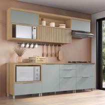 Cozinha 6 Peças 5 Portas 5 Gavetas com Armário Aéreo 100% MDF Marquesa Marrom/Nature/Verde Cozinha 6 Peças 5 Portas 5 Gavetas com Armário Aéreo 100% MDF Marquesa Marrom/Nature/Verde