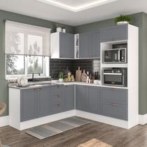 Cozinha 6 Peças com Rodapé Pérola Yescasa Cinza/Branco Cozinha 6 Peças com Rodapé Pérola Yescasa Cinza/Branco