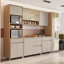 Cozinha 6 Peças Cristaleira Condessa Torre Quente 100% MDF Bege/Carvalho Greige Cozinha 6 Peças Cristaleira Condessa Torre Quente 100% MDF Bege/Carvalho Greige