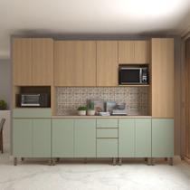 Cozinha 6 Peças Espaços Micro-ondas Slim Luciane Móveis Freijó/freijó Brasil/verde Jade