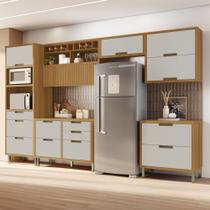 Cozinha 6 Peças Torre Quente Ripado Imperatriz 100% MDF Marrom/Freijó/Off White Cozinha 6 Peças Torre Quente Ripado Imperatriz 100% MDF Marrom/Freijó/Off White