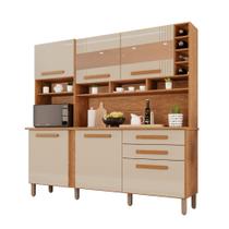 Cozinha 6 Portas 2 Gavetas Ágata Com Espelho Cinamomo/Grafite