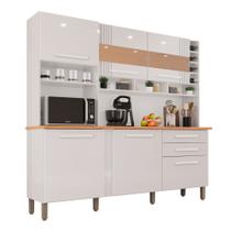 Cozinha 6 Portas 2 Gavetas Amanda Com Espelho Branco Neve