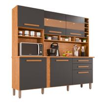 Cozinha 6 Portas 2 Gavetas Amanda Com Espelho Cinamomo/Grafite