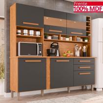 Cozinha 6 Portas 2 Gavetas Amanda Com Espelho - Tudo De Móveis Cinamomo/grafite