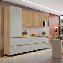 Cozinha 7 Peças 9 Portas 8 Gavetas Ripado Nichos Forno E Micro Ondas Rainha 100 MDF