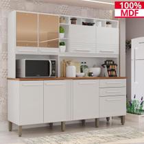 Cozinha 8 Portas 2 Gavetas Aurora Branca Com Espelho