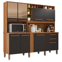 Cozinha 8 Portas 2 Gavetas Aurora Com Espelho Cinamomo/Grafite Cozinha 8 Portas 2 Gavetas Aurora Com Espelho Cinamomo/Grafite