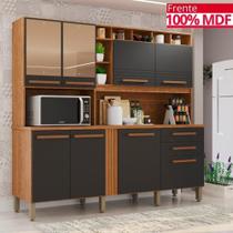 Cozinha 8 Portas 2 Gavetas Aurora Com Espelho - Tudo De Móveis Cinamomo/off