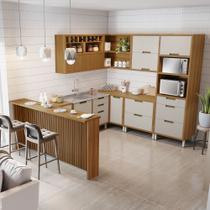 Cozinha 9 Peças Imperatriz Gourmet Ripado Canto 100% MDF Marrom/Freijó/Off-White Cozinha 9 Peças Imperatriz Gourmet Ripado Canto 100% MDF Marrom/Freijó/Off-White