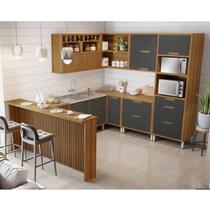 Cozinha 9 Peças Imperatriz Gourmet Ripado Canto Nesher 100% MDF