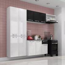 Cozinha Aço Compacta Amanda C/ Tampo - Branca e Preto