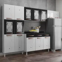 Cozinha Aço Completa Telasul Mirage New Bco/Pto 5 Vidros C/Balcão