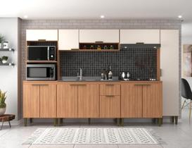 Cozinha Alana 6 Pecas com Corrediças Metálicas e Aéreo Freijo/off White