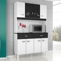 Cozinha Ambiente Kit Manu 8 Portas Branco Preto - Poquema - Poquema Industria