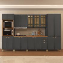 Cozinha Ameicana Modulada Torre Quente Aéreo 120cm com Vidro Reflecta Paneleiro 4 Portas Balcão 120cm com Tampo Completa 6 Peças Paris Cozinha Ameicana Modulada Torre Quente Aéreo 120cm com Vidro Reflecta Paneleiro 4 Portas Balcão 120cm com Tampo Completa 6 Peças Paris