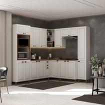 Cozinha Americana Modulada de Canto Reto Torre Quente Balcão 120cm com Tampo Completa 8 Peças Paris