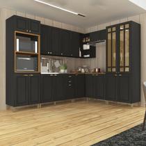 Cozinha Americana Modulada de Canto Torre Quente Cristaleira com Vidro Reflecta 8 Peças Paris - Indekes Cozinha Americana Modulada de Canto Torre Quente Cristaleira com Vidro Reflecta 8 Peças Paris - Indekes