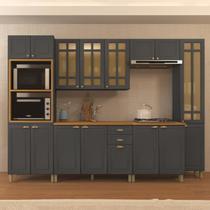 Cozinha Americana Modulada Torre Quente Aéreo 120cm e Paneleiro Simples com Vidros Reflecta Balcão 120cm com Tampo Completa 6 Peças Paris Cozinha Americana Modulada Torre Quente Aéreo 120cm e Paneleiro Simples com Vidros Reflecta Balcão 120cm com Tampo Completa 6 Peças Paris