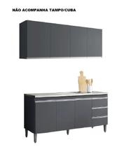 Cozinha Andréia com Balcão Sem Tampo e Armário de 160M Cinza Escuro AJL