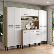 Cozinha Arizona Essential 13 Portas 1 Gaveta MDP 233CM Carvalho e Branco Cozinha Arizona Essential 13 Portas 1 Gaveta MDP 233CM Carvalho e Branco