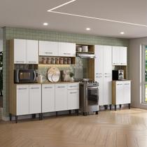 Cozinha Arizona Linea 17 Portas 1 Gaveta MDP Carvalho com Branco Carraro