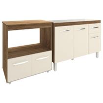 Cozinha Armário Balcão Gabinete De Pia Aline 120 Cm E Balcão Amanda Para Microondas E Forno Elétrico Savana Off White Cozinha Armário Balcão Gabinete De Pia Aline 120 Cm E Balcão Amanda Para Microondas E Forno Elétrico Savana Off White