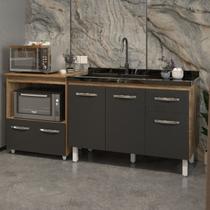 Cozinha Armário Balcão Gabinete de Pia Aline 120 cm e Balcão Amanda para Microondas e Forno Elétrico Savana Preto Cozinha Armário Balcão Gabinete de Pia Aline 120 cm e Balcão Amanda para Microondas e Forno Elétrico Savana Preto